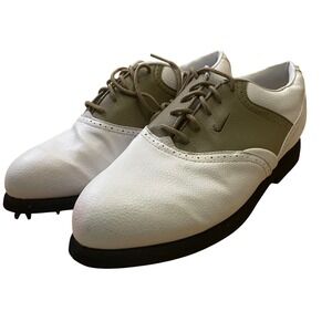 Nike Golf Shoes Spiked Leather 2 Tone White Brown‎ Activewear Women's Size 9